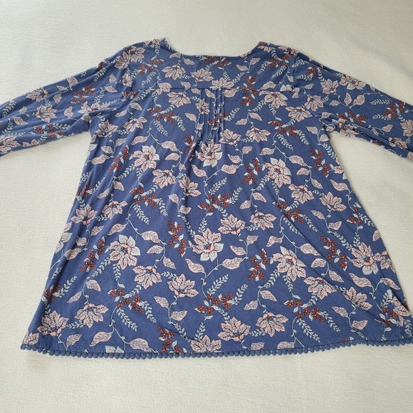 J Jill Top Tunic Women’s Floral Patchwork Print Tank Pink Blue Size L Cottage - Picture 12 of 16